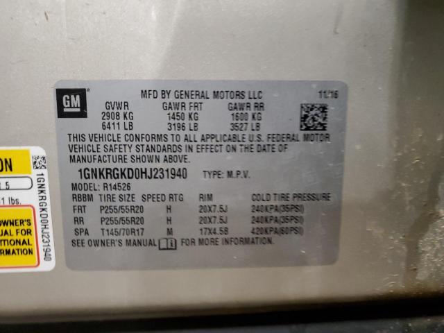 1GNKRGKD0HJ231940 Chevrolet Traverse Lt