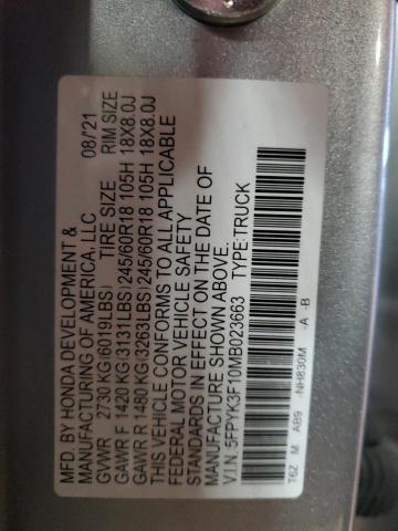 5FPYK3F10MB023663 Honda Ridgeline Sport