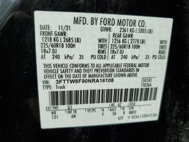 3FTTW8F90NRA16108 Ford Maverick Xl