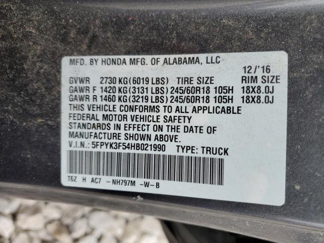 5FPYK3F54HB021990 Honda Ridgeline Rtl