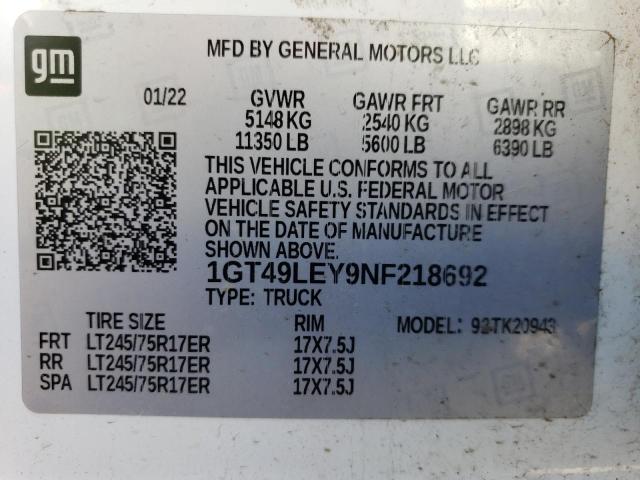 1GT49LEY9NF218692 GMC Sierra K2500 Heavy Duty