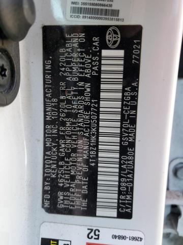 4T1BZ1HK3KU507721 Toyota CAMRY XSE