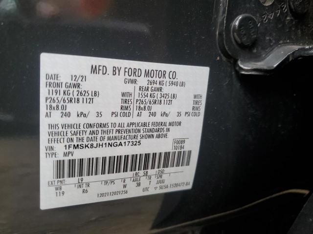 1FMSK8JH1NGA17325 Ford Explorer Timberline