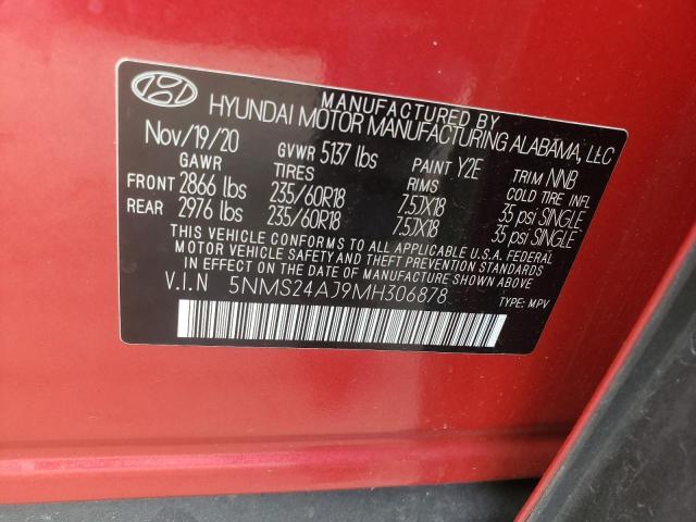 5NMS24AJ9MH306878 Hyundai Santa Fe Sel