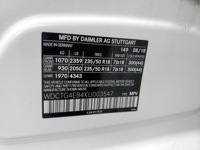 WDCTG4EB4KU003547 Mercedes-Benz GLA 250