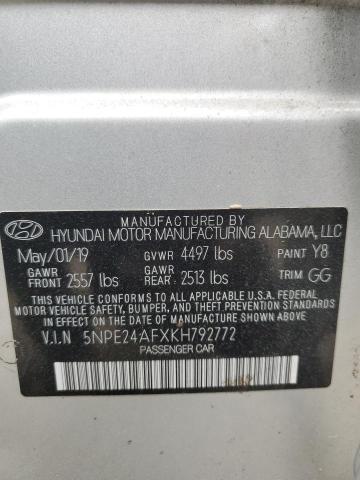 5NPE24AFXKH792772 Hyundai SONATA SE