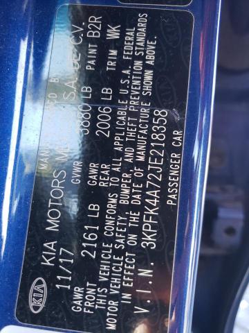 3KPFK4A72JE218358 KIA FORTE LX