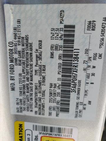 3FA6P0H7XFR138411 Ford FUSION SE