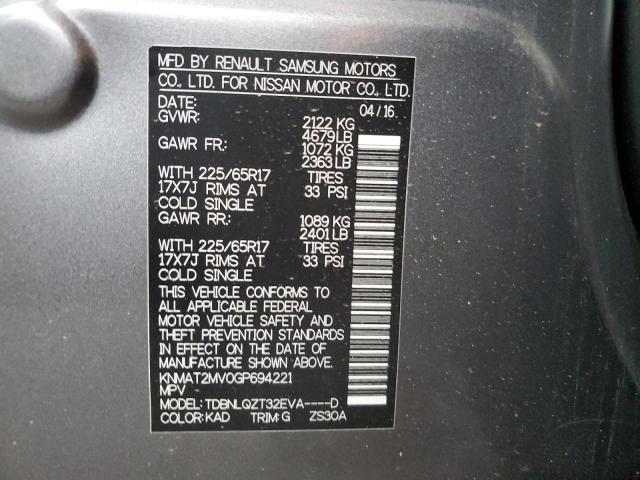 KNMAT2MV0GP694221 Nissan ROGUE S