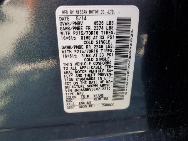 JN8AS5MV5EW712210 Nissan Rogue Select S