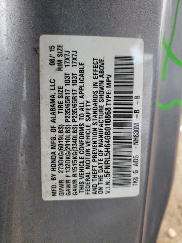 5FNRL5H64GB010868 Honda ODYSSEY EXL