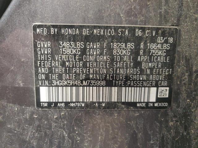 3HGGK5H48JM735998 Honda FIT LX