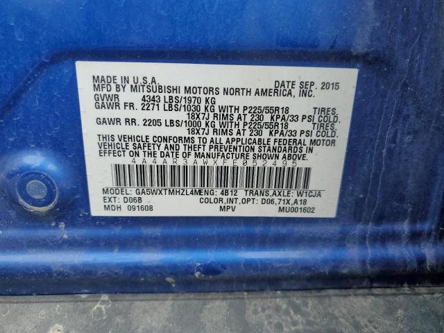 4A4AR3AWXFE052495 Mitsubishi Outlander Sport Es
