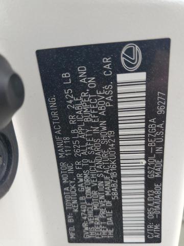 58ABZ1B16KU014219 Lexus ES 350