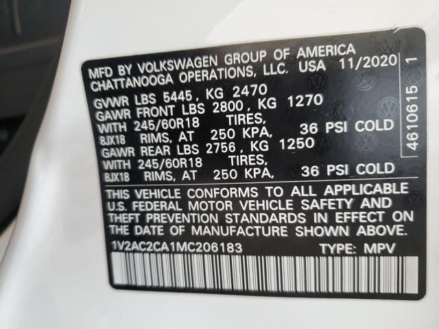 1V2AC2CA1MC206183 Volkswagen Atlas Cross Sport S