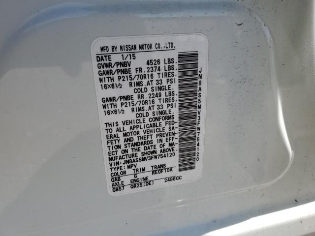 JN8AS5MV3FW754120 Nissan Rogue Select S