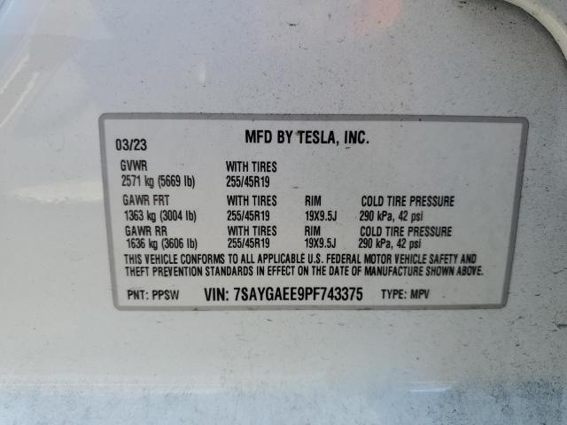 7SAYGAEE9PF743375 Tesla Model Y