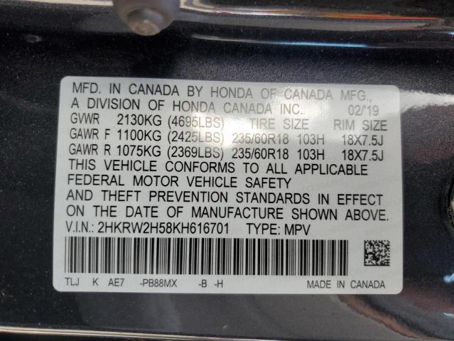2HKRW2H58KH616701 Honda CR-V EX