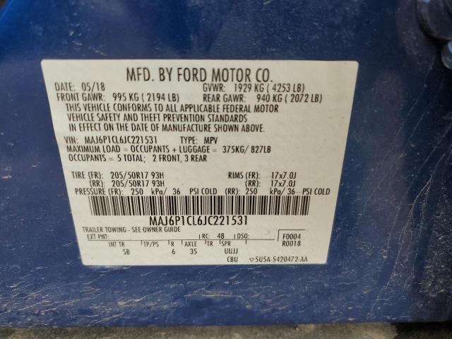 MAJ6P1CL6JC221531 Ford Ecosport Ses