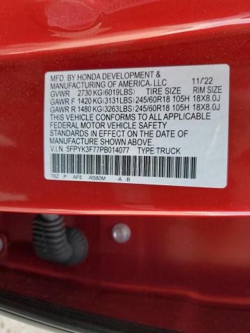 5FPYK3F77PB014077 Honda Ridgeline Rtl-e