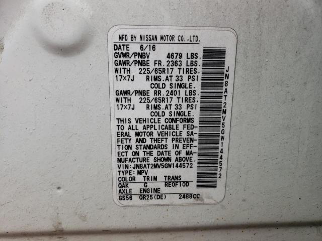 JN8AT2MV5GW144572 Nissan ROGUE S