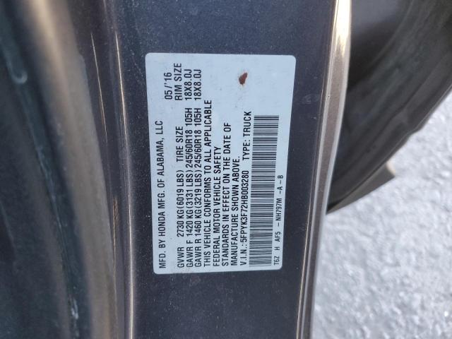 5FPYK3F72HB003280 Honda Ridgeline Rtl
