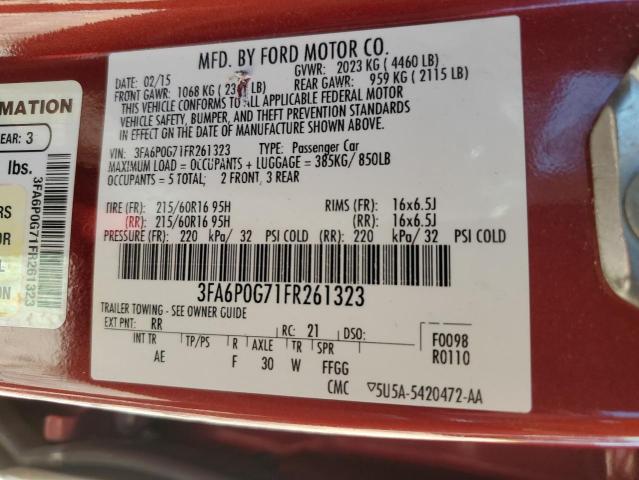 3FA6P0G71FR261323 Ford FUSION S