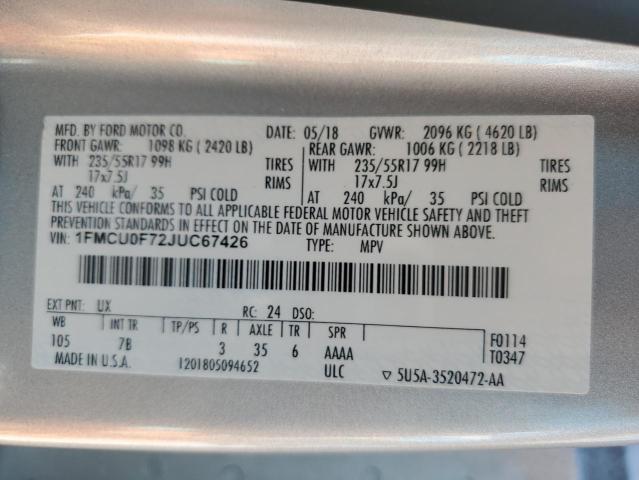 1FMCU0F72JUC67426 Ford ESCAPE S