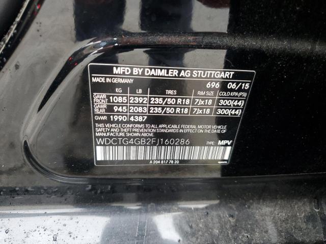 WDCTG4GB2FJ160286 Mercedes-Benz Gla 250 4matic