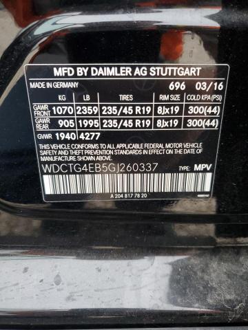 WDCTG4EB5GJ260337 Mercedes-Benz GLA 250