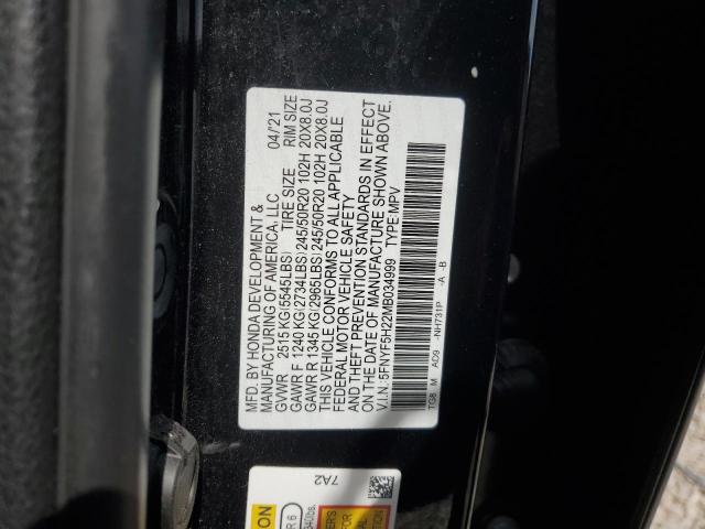 5FNYF5H22MB034999 Honda PILOT SE