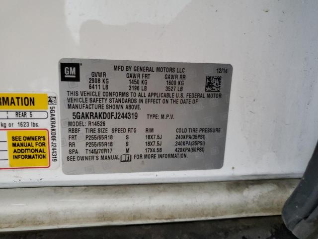 5GAKRAKD0FJ244319 Buick Enclave