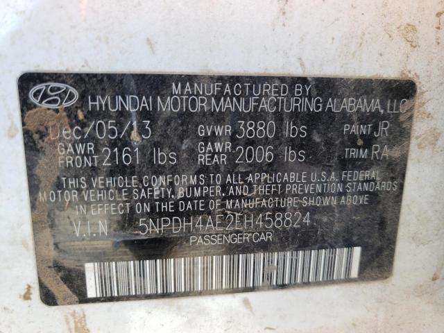 5NPDH4AE2EH458824 Hyundai ELANTRA SE