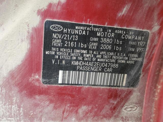 KMHDH4AE2EU047988 Hyundai ELANTRA SE