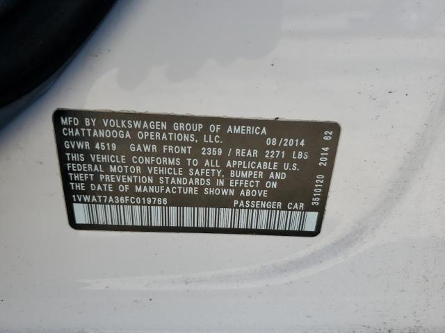 1VWAT7A36FC019766 Volkswagen PASSAT S