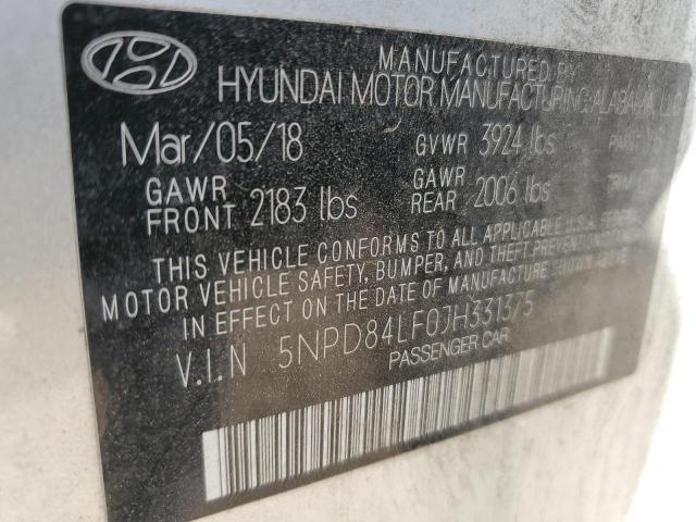 5NPD84LF0JH331375 Hyundai ELANTRA SEL