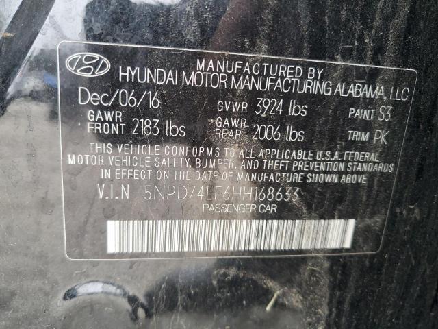 5NPD74LF6HH168633 Hyundai ELANTRA SE
