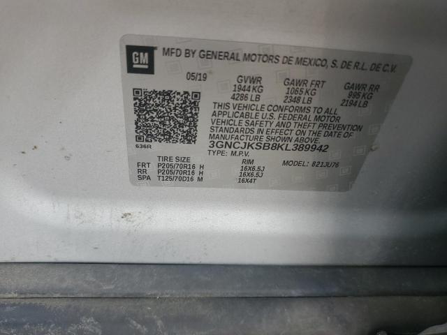3GNCJKSB8KL389942 Chevrolet TRAX LS
