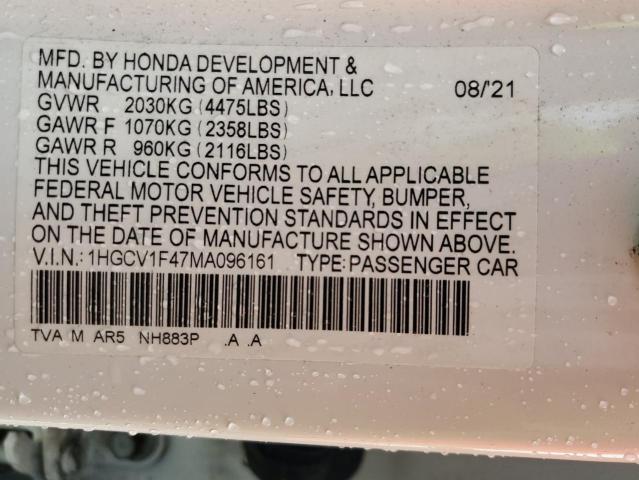1HGCV1F47MA096161 Honda Accord Sport Se