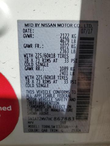 5N1AT2MV7HC867883 Nissan ROGUE SV