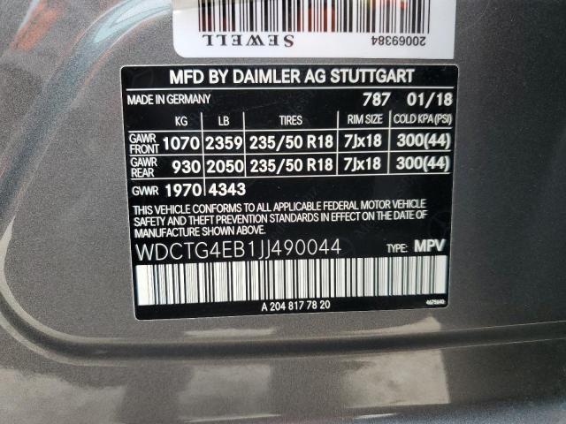 WDCTG4EB1JJ490044 Mercedes-Benz GLA 250