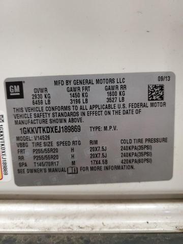 1GKKVTKDXEJ189869 GMC Acadia Denali