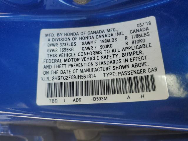 2HGFC2F59JH561814 Honda Civic Lx