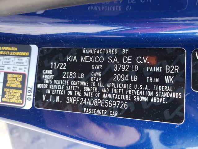 3KPF24AD8PE569726 KIA FORTE LX