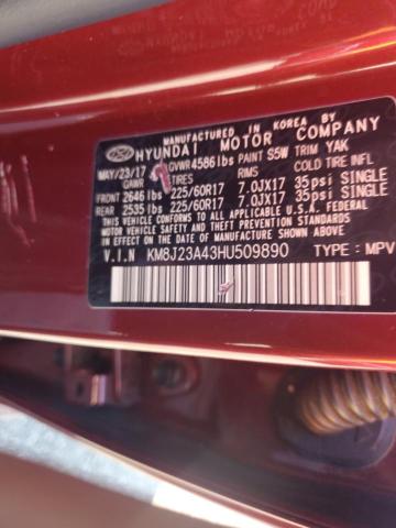 KM8J23A43HU509890 Hyundai TUCSON SE