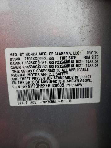5FNYF3H52EB028605 Honda PILOT EXL