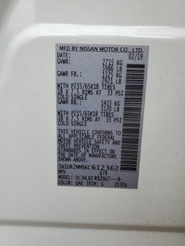 5N1DR2MM6KC612362 Nissan Pathfinder S