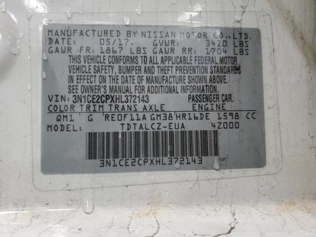 3N1CE2CPXHL372143 Nissan Versa Note S