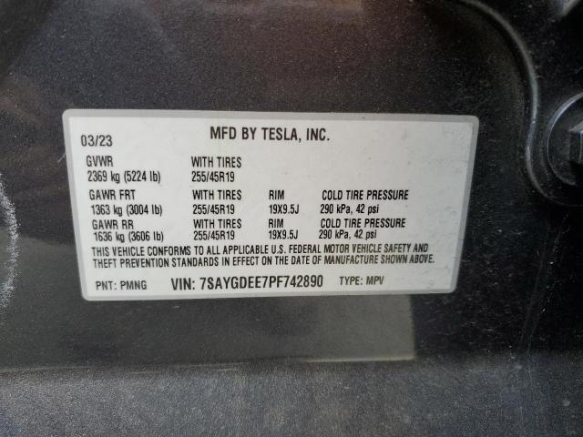 7SAYGDEE7PF742890 Tesla Model Y