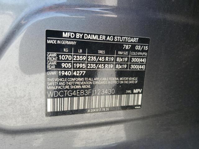 WDCTG4EB3FJ123430 Mercedes-Benz GLA 250